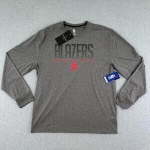 NBA Portland Trail Blazers NWT Crew Neck T Shirt Long‎ Sleeve Men XXL Logo Grey